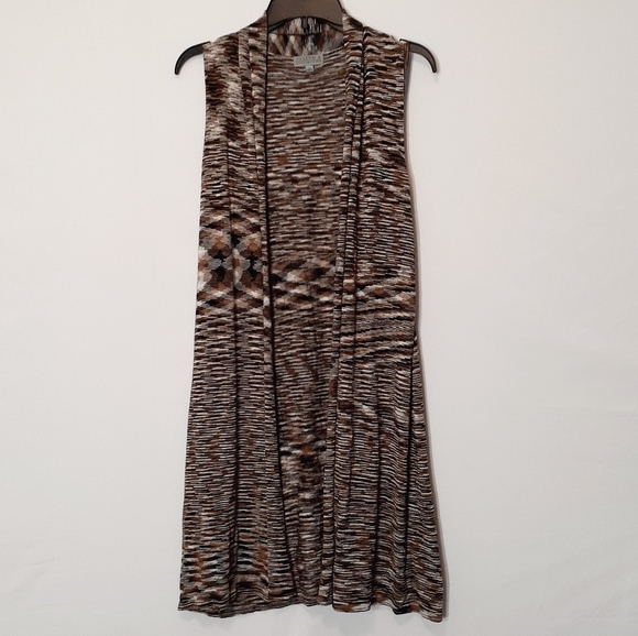 Joseph A. Variegated Brown Long Open Cardigan Sweater, Size M - Picture 1 of 6